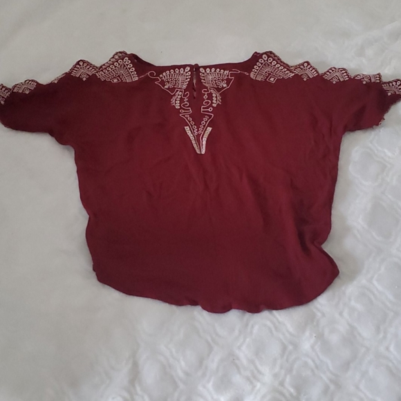 Francesca's Burgundy Embroidered Top - Picture 4 of 7